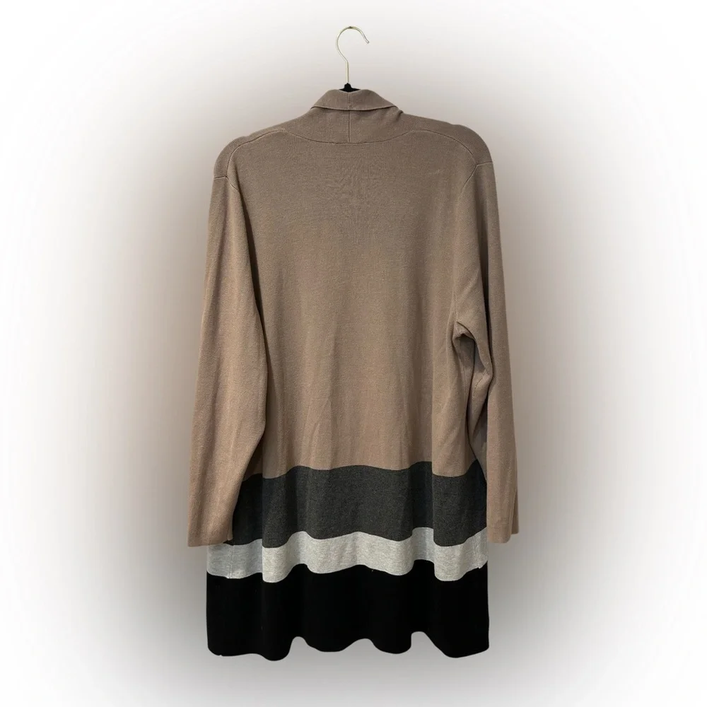 Women's Color Block Open Front Cardigan - Picture 2 of 8